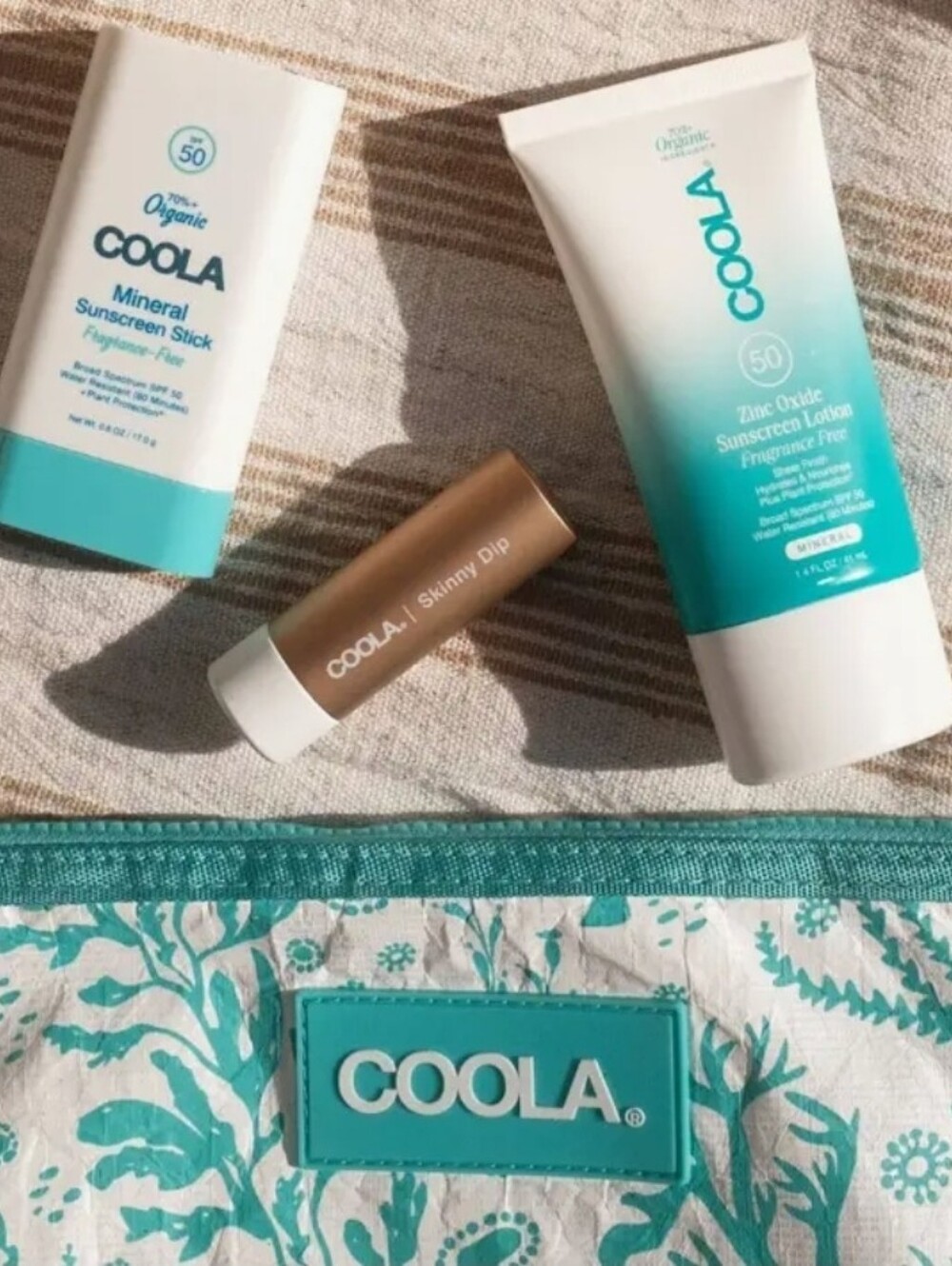 COOLA Turquoise & White Floral Sunscreen Set with Pouch